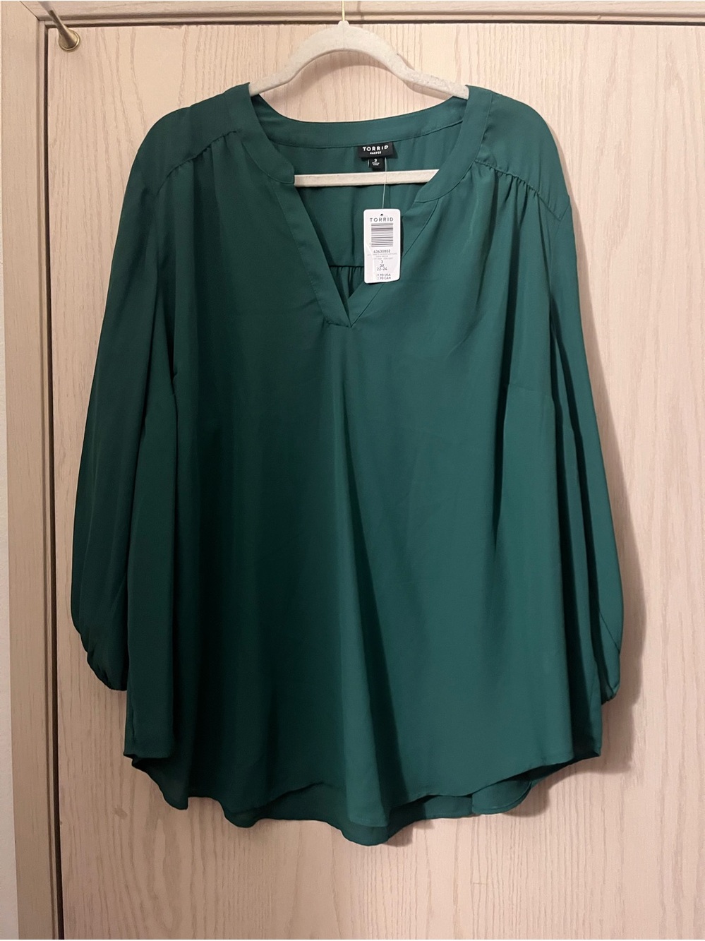 torrid Deep Teal V-Neck Long Sleeve Blouse